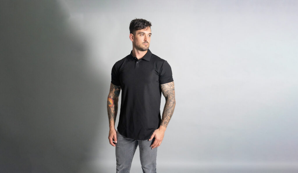 black polo shirt