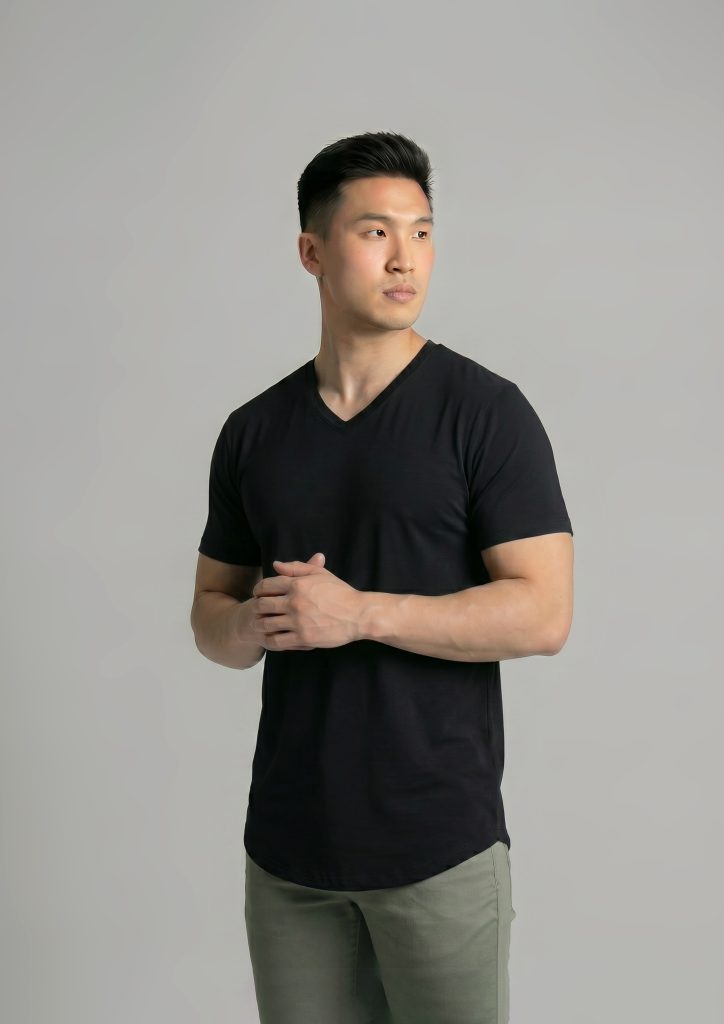 Premium black v neck t shirt for men from Ten/10 Apparel