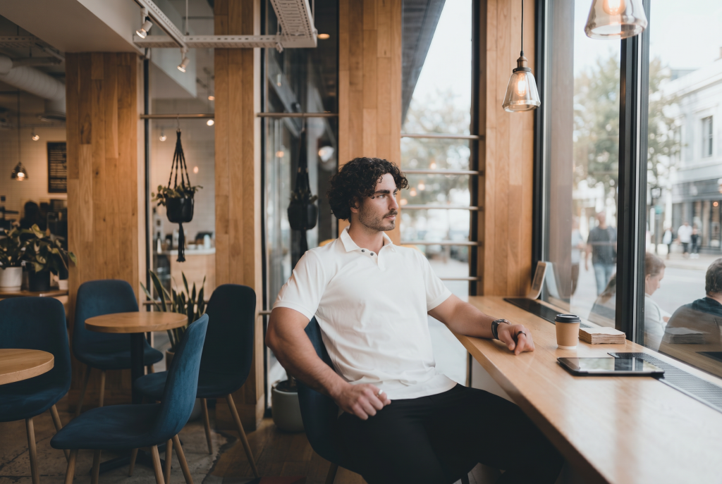 Featuring the best polo shirts for men, the white Stratus Polo from Ten 10 Apparel