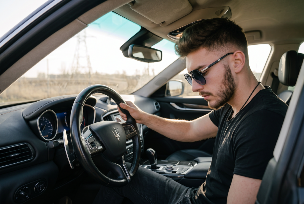 man in comfortable shirt for long road trips
