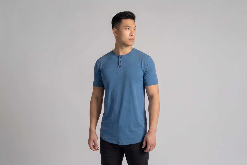 Muscle fit mens henley