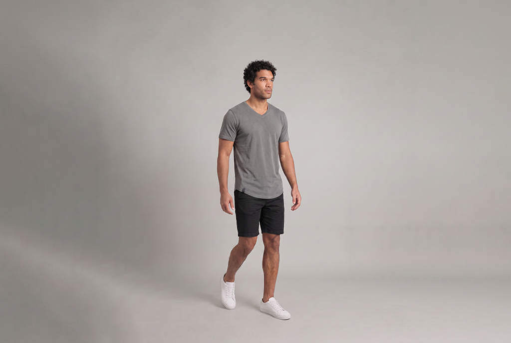Man in athletic Fit granite v-neck